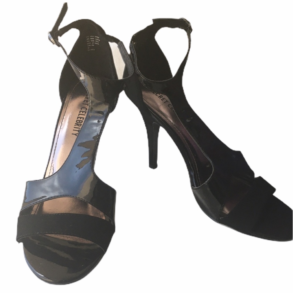 Secret Celebrity Black Patent Leather Bonfire Sandal